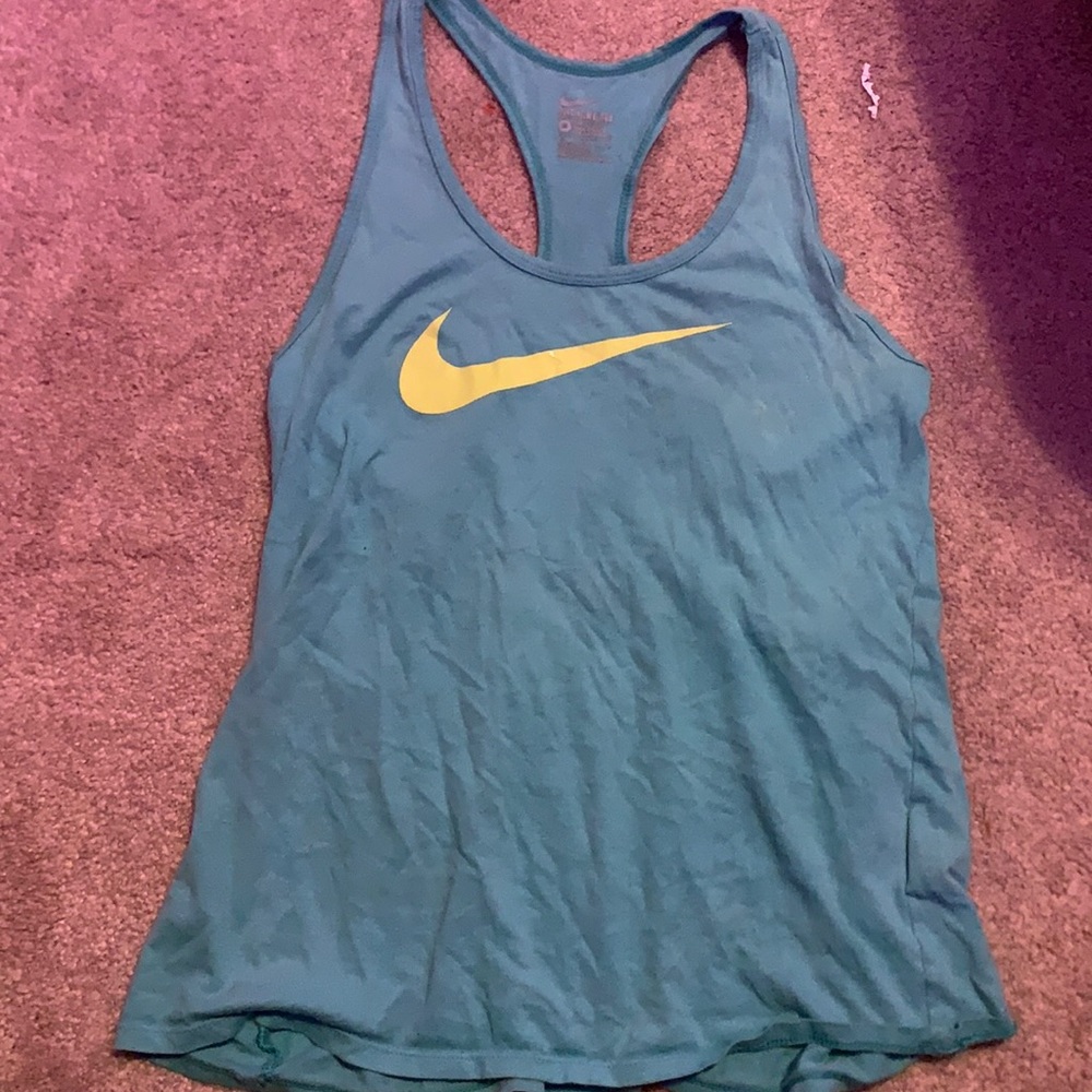 turquoise nike racer back tank